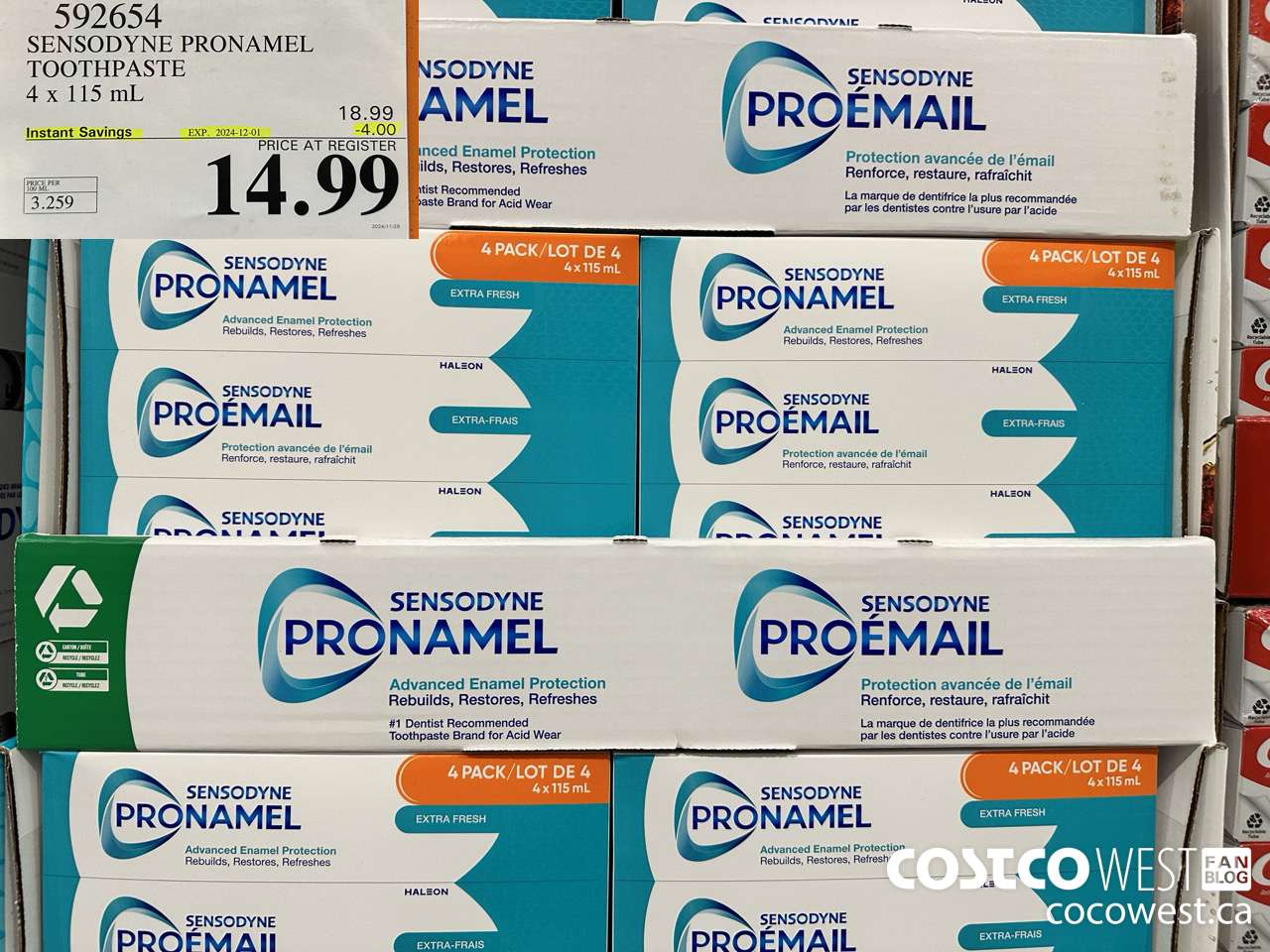 592654 SENSODYNE PRONAMEL TOOTHPASTE 4 X 115 ML ($4.00 INSTANT SAVINGS EXPIRES ON 2024-12-01) $14.99