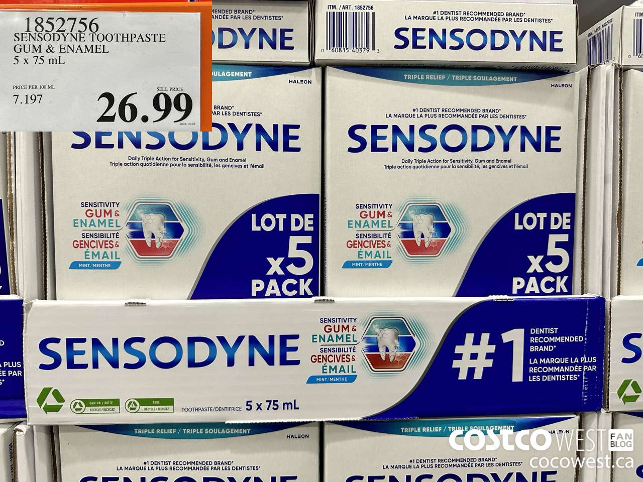 1852756 SENSODYNE TOOTHPASTE GUM & ENAMEL 5 X 75ML $26.99