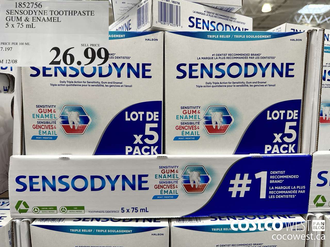 1852756 SENSODYNE TOOTHPASTE GUM & ENAMEL 5 X 75ML $26.99