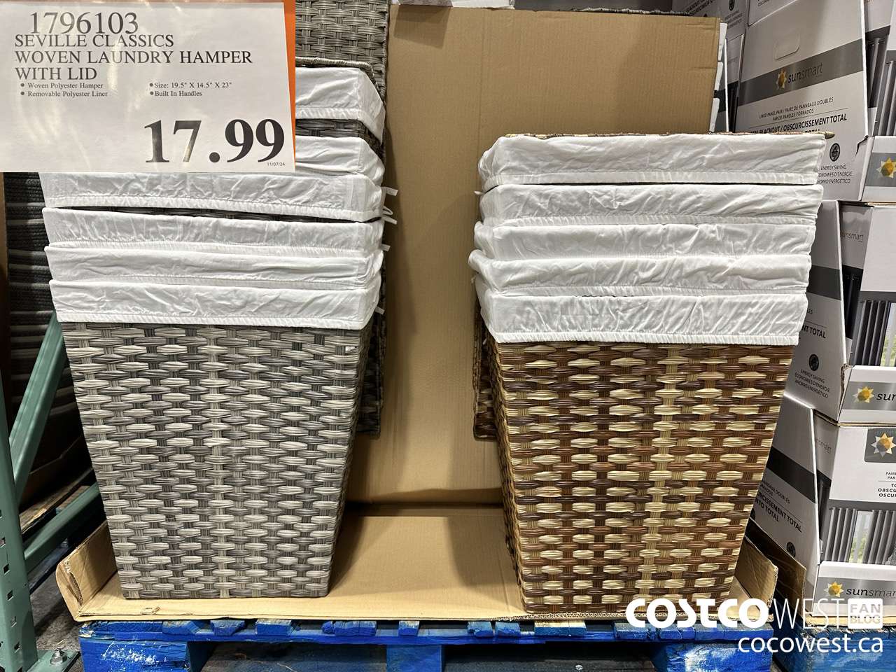 1796103 SEVILLE CLASSICS WOVEN LAUNDRY HAMPER WITH LID $17.99