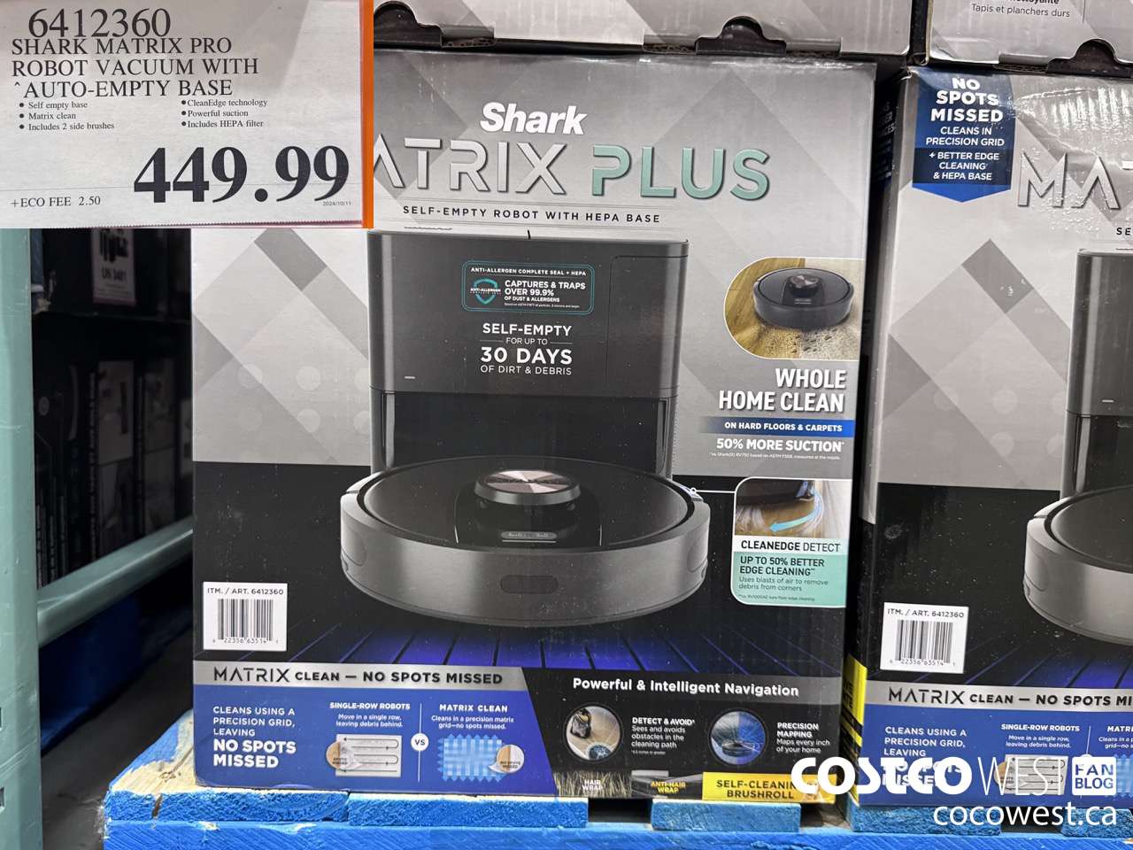 6412360 SHARK MATRIX PRO ROBOT VACUUM WITH AUTO-EMPTY HEPA BASE $449.99