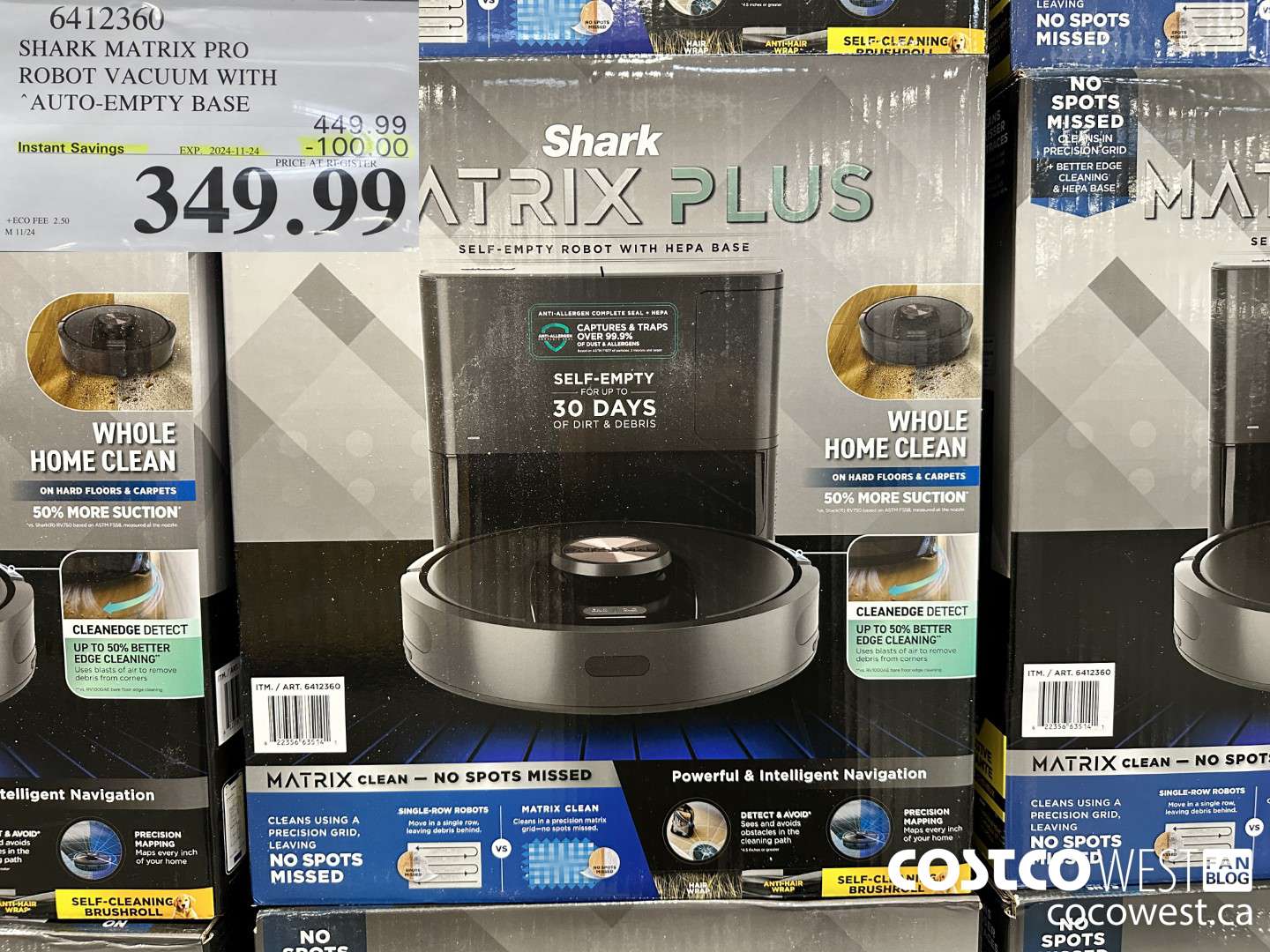 6412360 SHARK MATRIX PRO ROBOT VACUUM WITH AUTO-EMPTY HEPA BASE ($100.00 INSTANT SAVINGS EXPIRES ON 2024-11-24) $349.99