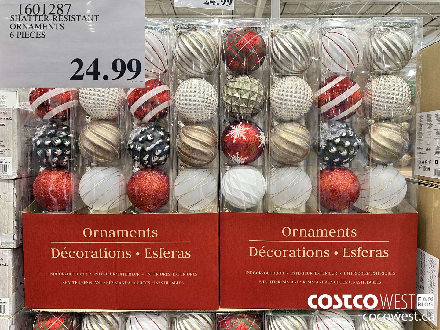 1601287 SHATTER-RESISTANT ORNAMENTS 6 PIECES $24.99