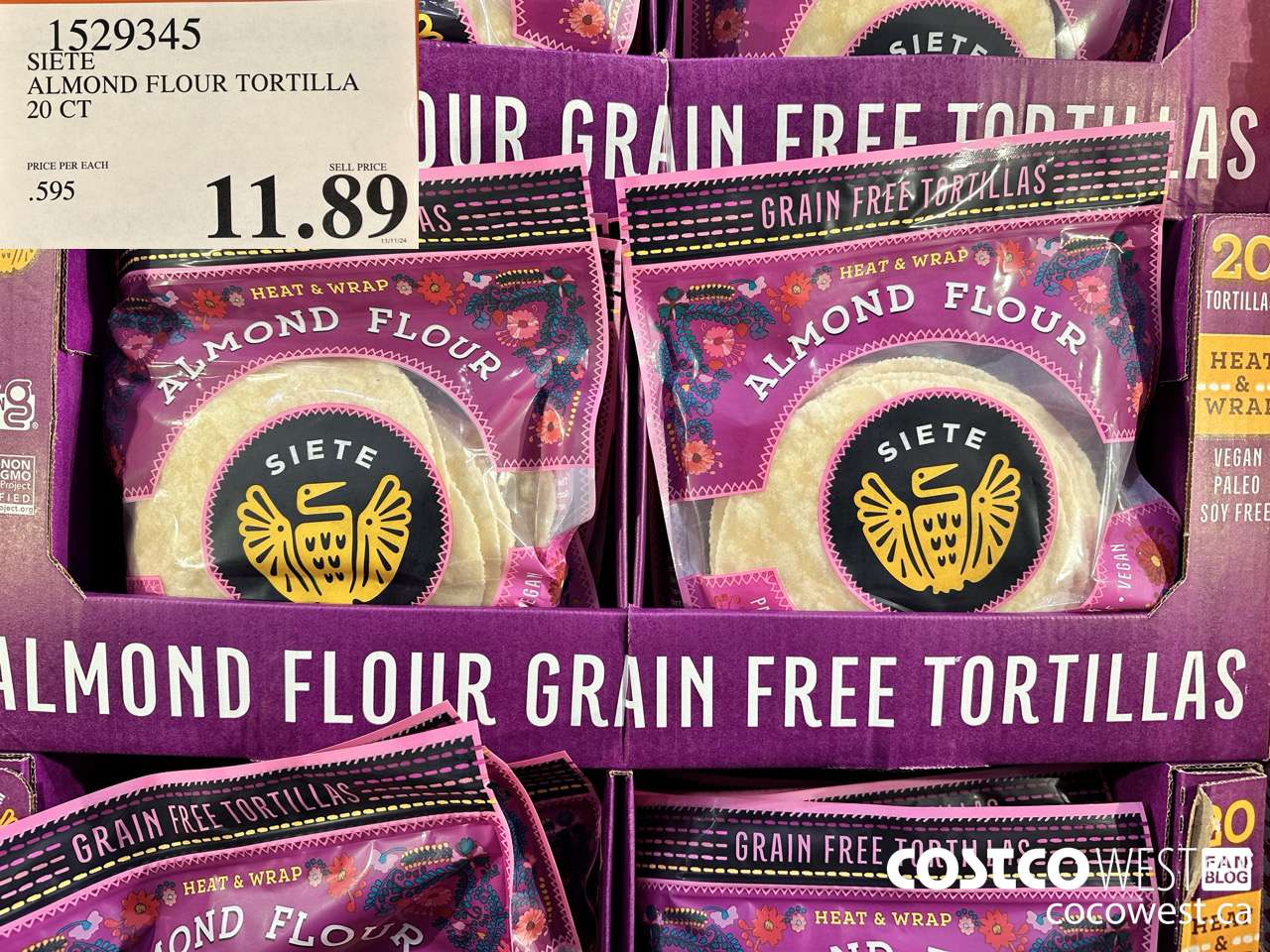 1529345 SIETE ALMOND FLOUR TORTILLA 20 CT $11.89