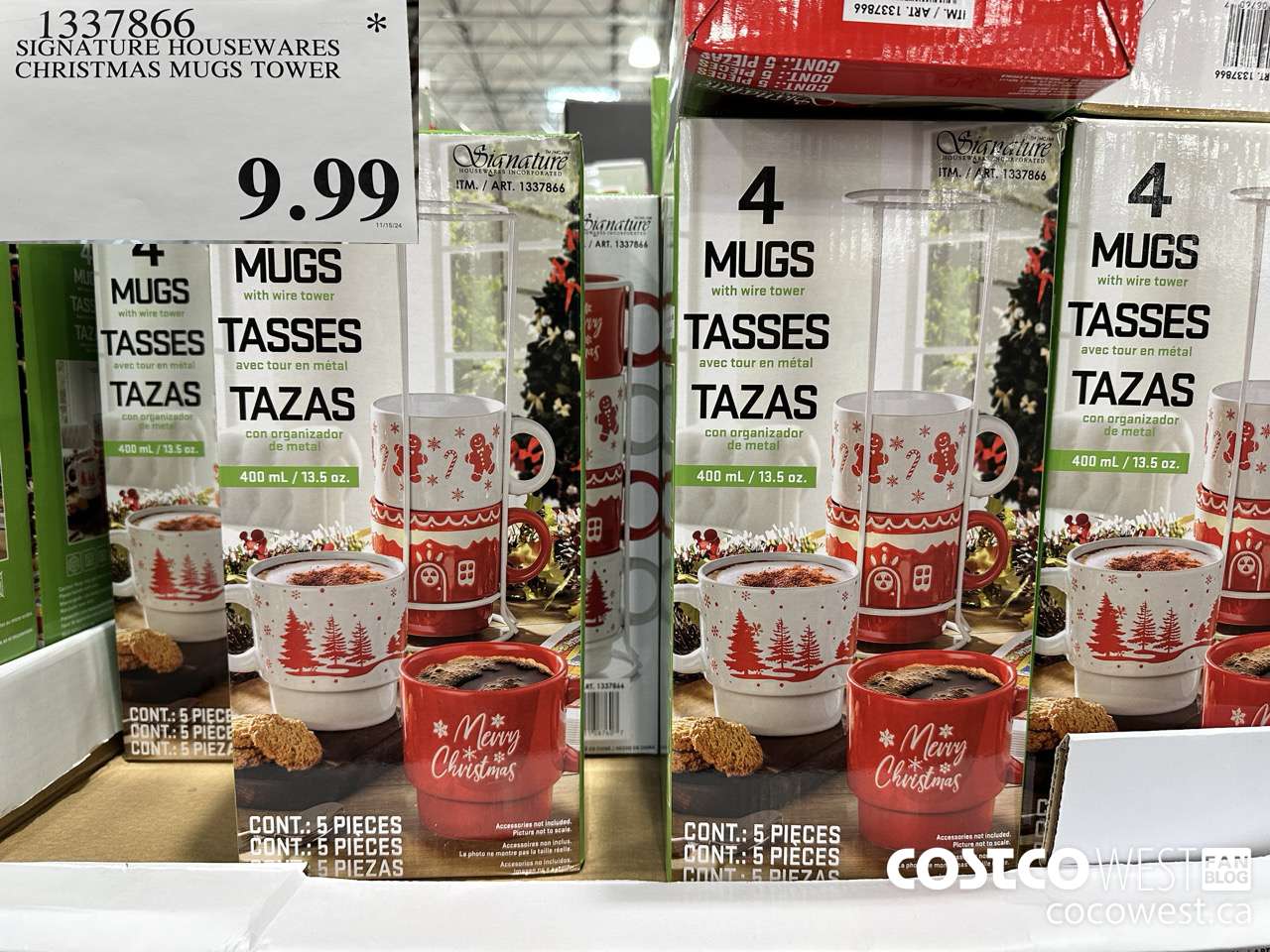1337866 SIGNATURE HOUSEWARES CHRISTMAS MUGS TOWER $9.99