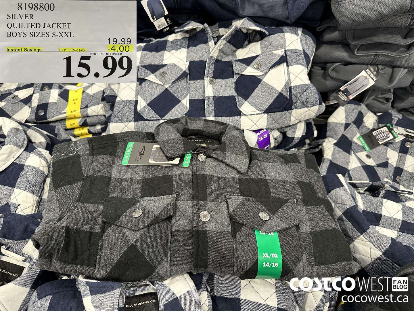 8198800 SILVER QUILTED JACKET BOYS SIZES S-XXL ($4.00 INSTANT SAVINGS EXPIRES ON 2024-11-03) $15.99