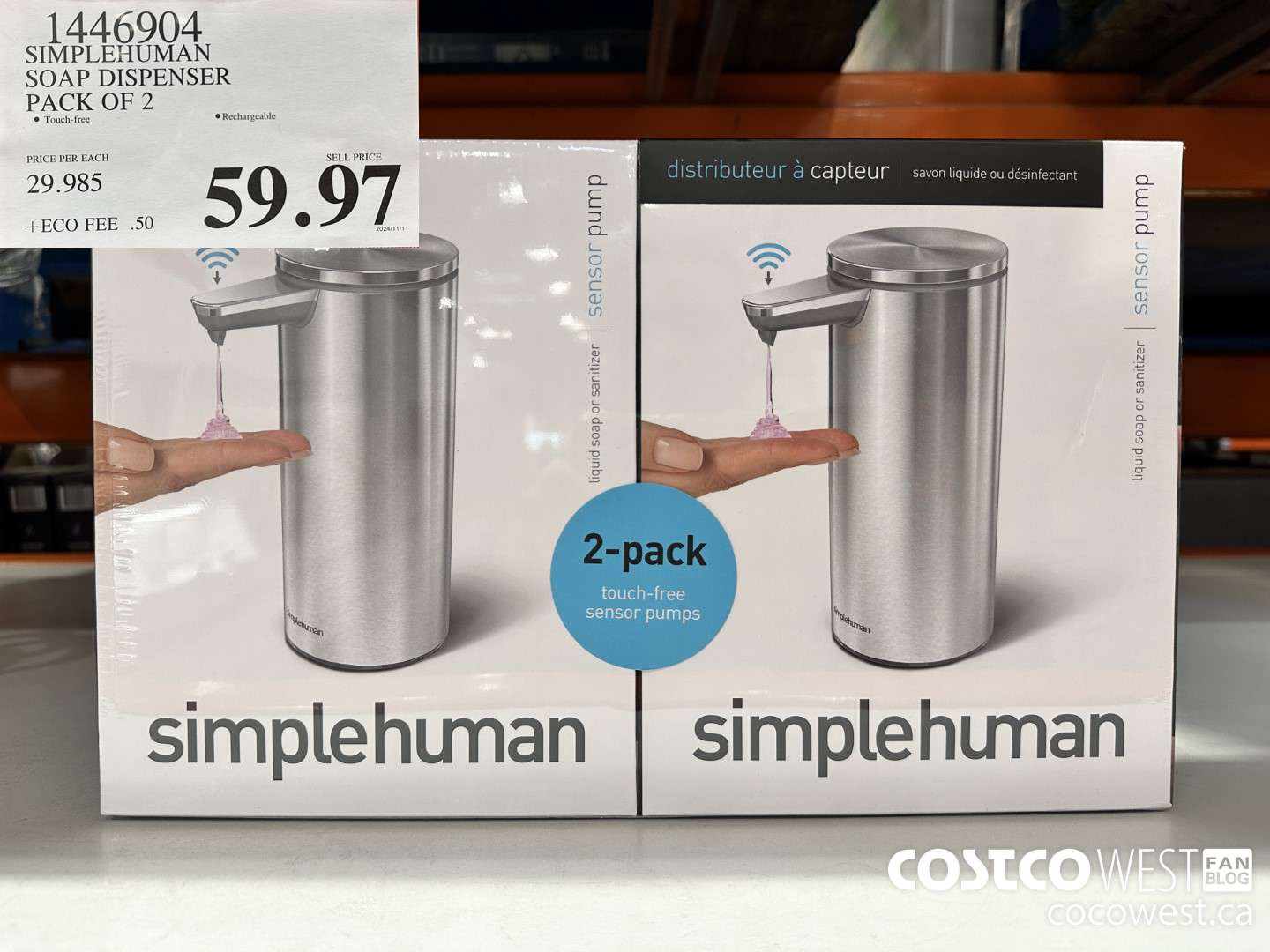 1446904 SIMPLEHUMAN SOAP DISPENSER PACK OF 2 $59.97