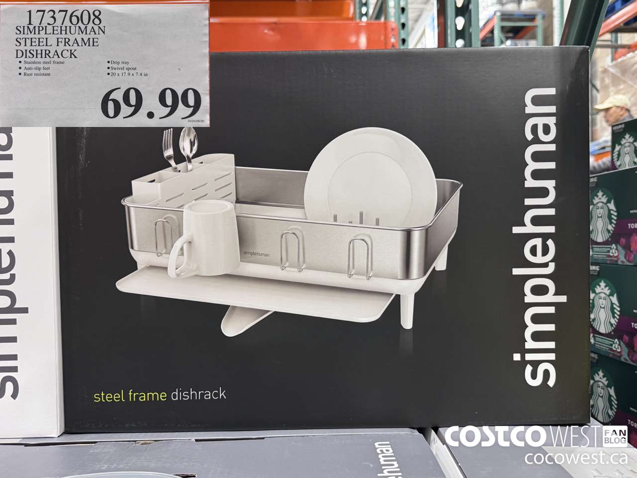 1737608 SIMPLEHUMAN STAINLESS STEEL FRAME DISHRACK $69.99