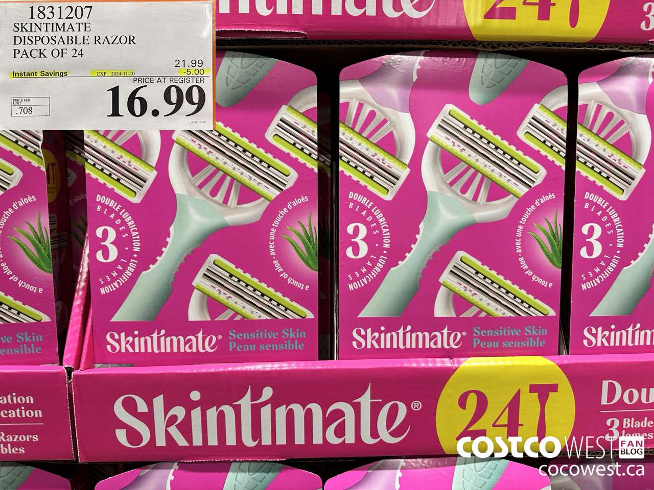 1831207 SKINTIMATE DISPOSABLE RAZOR PACK OF 24 ($5.00 INSTANT SAVINGS EXPIRES ON 2024-11-10) $16.99