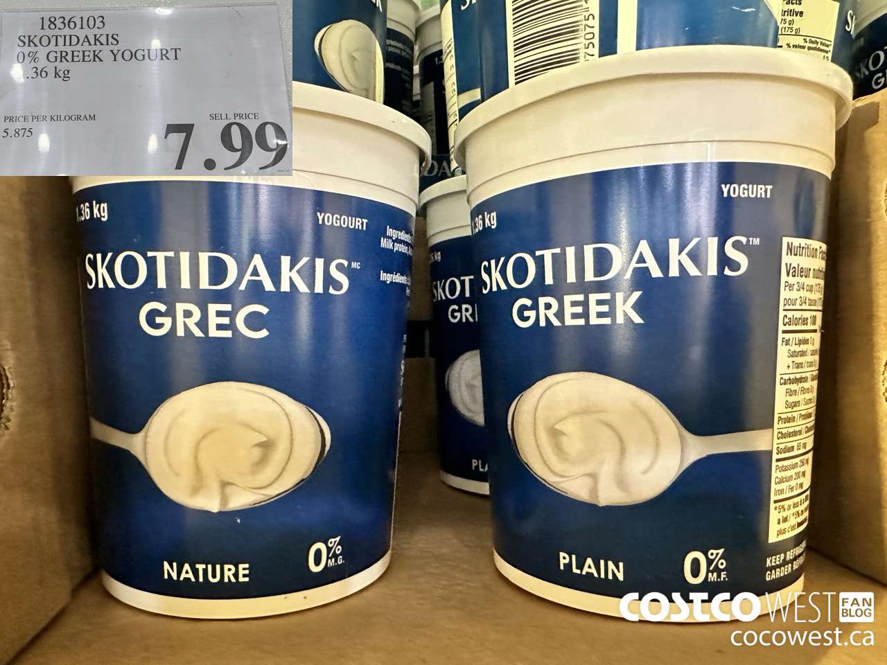 1836103 SKOTIDAKIS 0% GREEK YOGURT 1.36KG $7.99