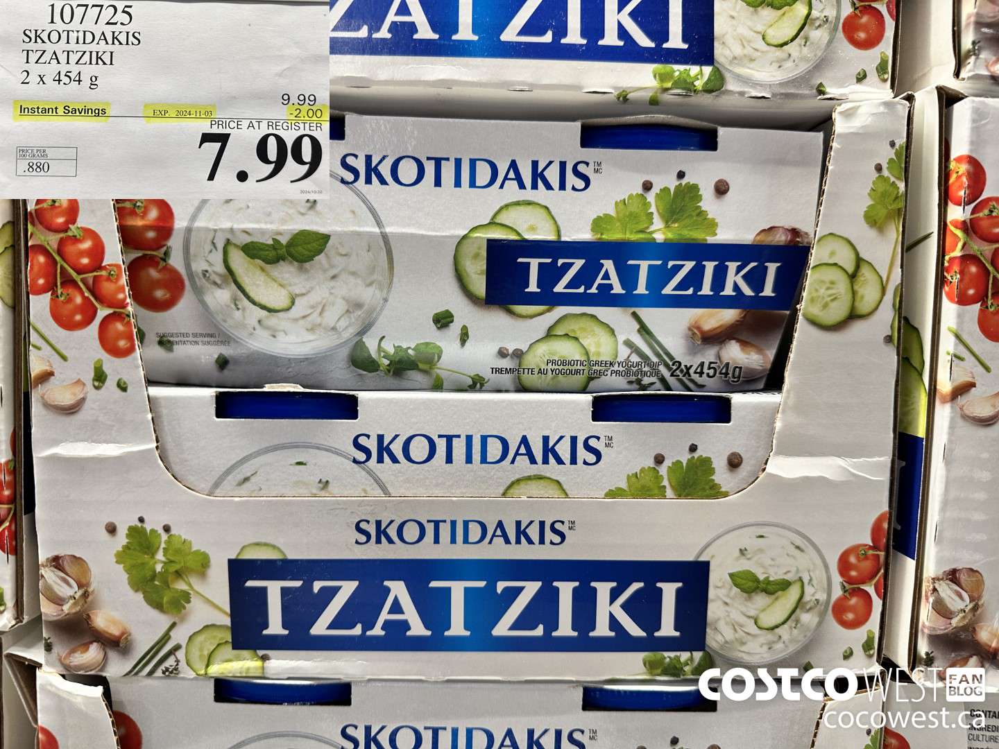 107725 SKOTIDAKIS TZATZIKI 2 x 454g ($2.00 INSTANT SAVINGS EXPIRES ON 2024-11-03) $7.99