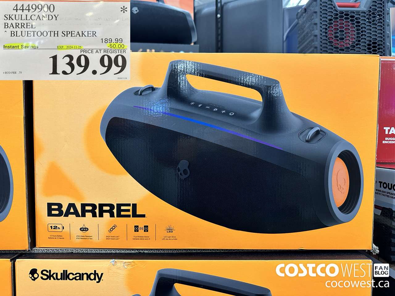 4449900 SKULLCANDY BARREL BLUETOOTH SPEAKER ($50.00 INSTANT SAVINGS EXPIRES ON 2024-11-25) $139.99