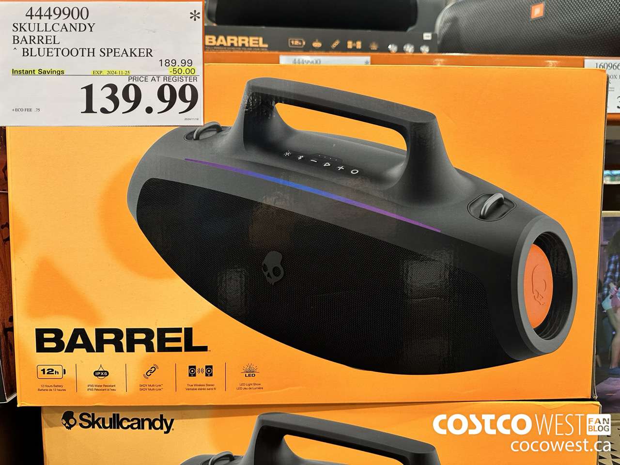 4449900 SKULLCANDY BARREL BLUETOOTH SPEAKER ($50.00 INSTANT SAVINGS EXPIRES ON 2024-11-25) $139.99