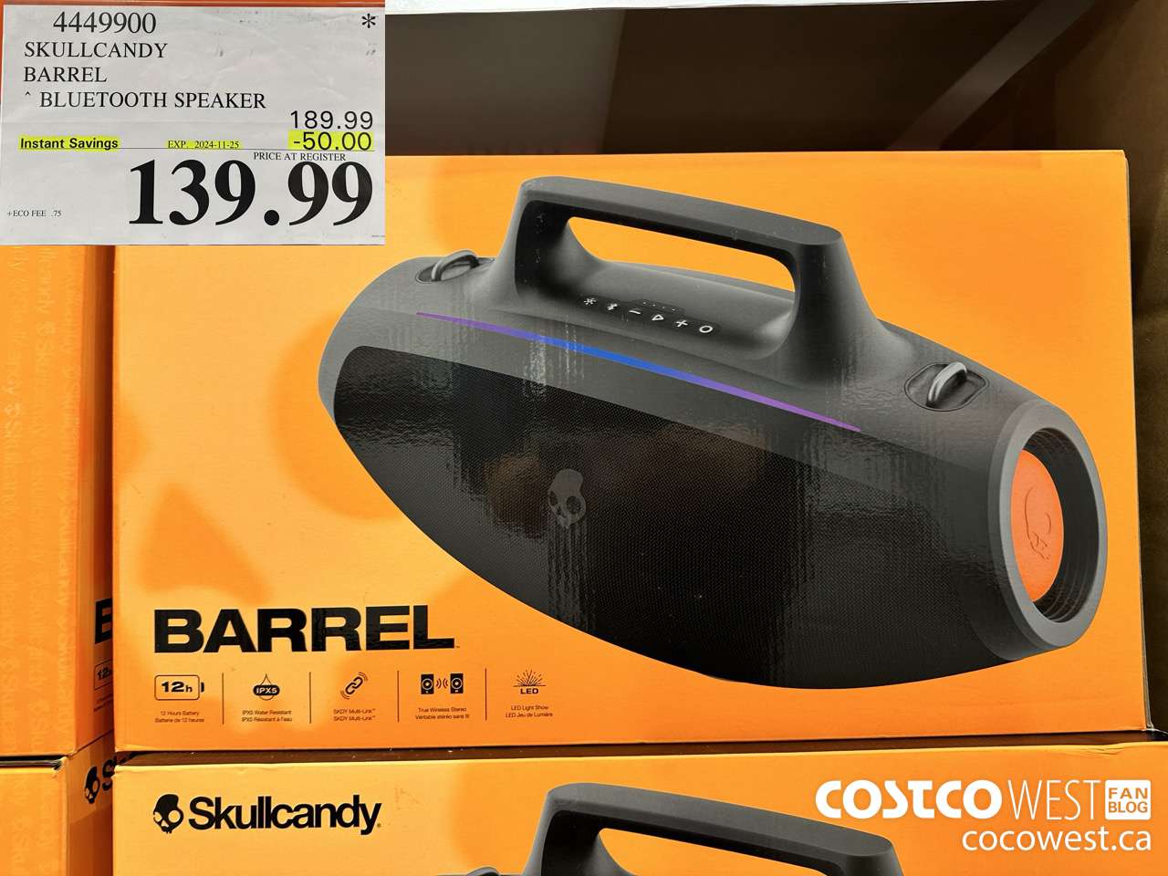 4449900 SKULLCANDY BARREL BLUETOOTH SPEAKER ($50.00 INSTANT SAVINGS EXPIRES ON 2024-11-25) $139.99