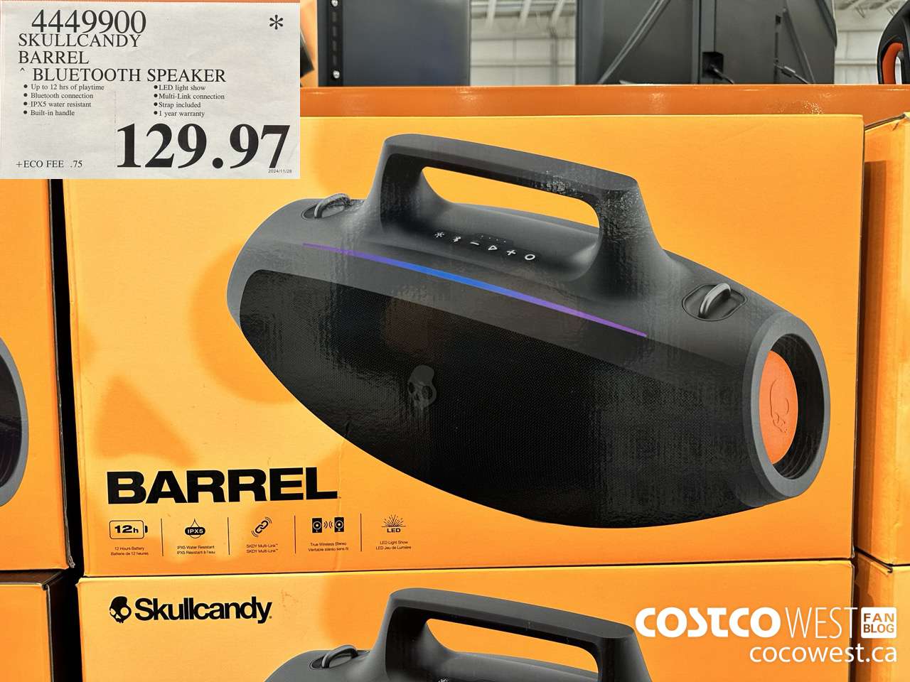 4449900 SKULLCANDY BARREL BLUETOOTH SPEAKER $129.97