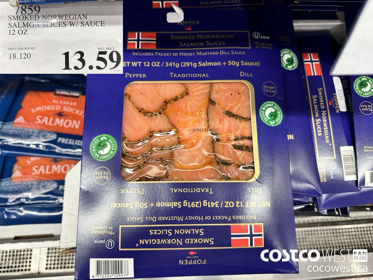 7859 SMOKED NORWEGIAN SALMON SLICES W/SAUCE 12 OZ $13.59