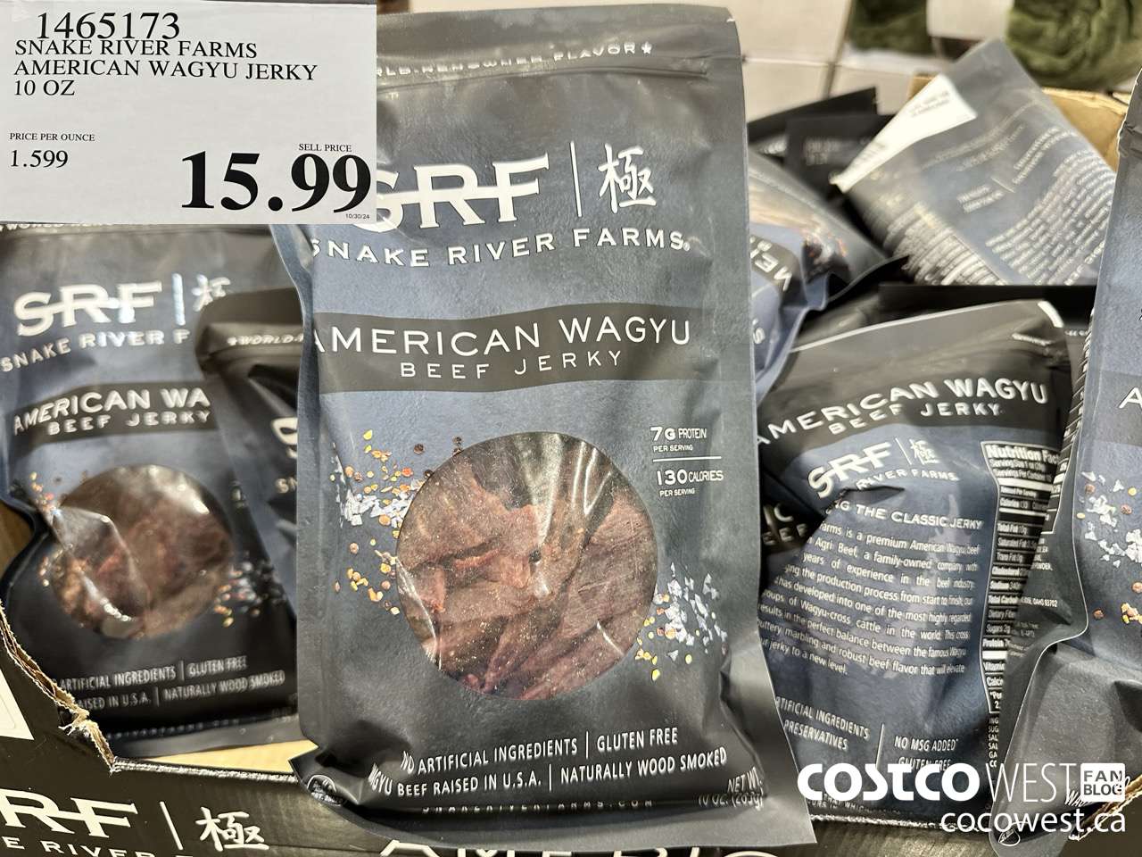 1465173 SNAKE RIVER FARMS AMERICAN WAGYU JERKY 10 OZ $15.99