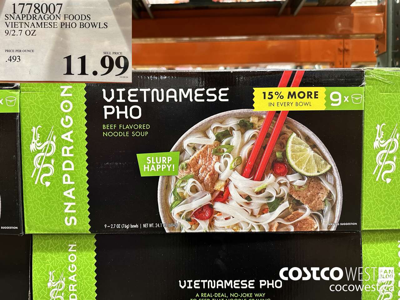 1778007 SNAPDRAGON FOODS VIETNAMESE PHO BOWLS 9/2.7OZ $11.99