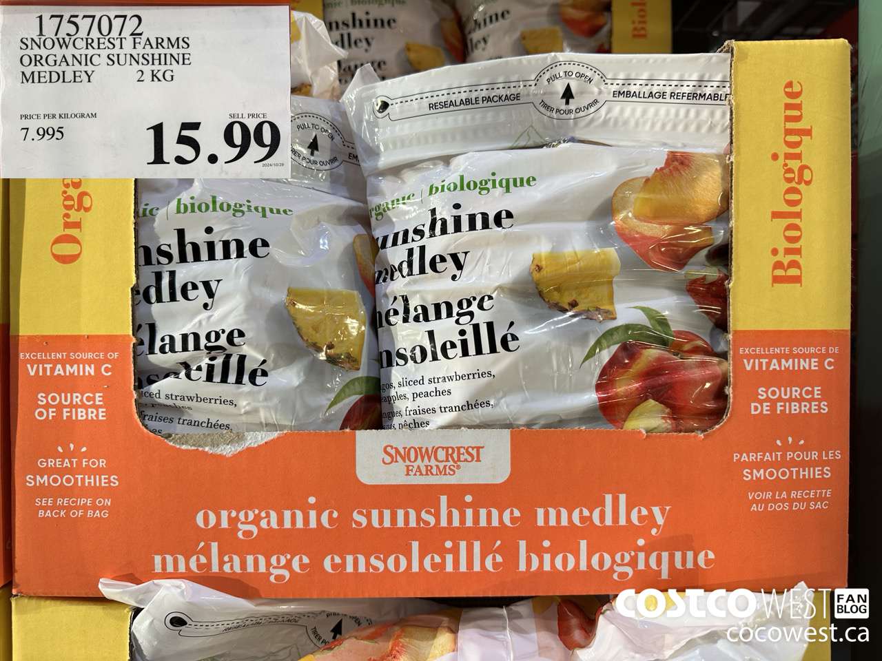 1757072 SNOWCREST FARMS ORG SUNSHINE MEDLEY 2 KG $15.99