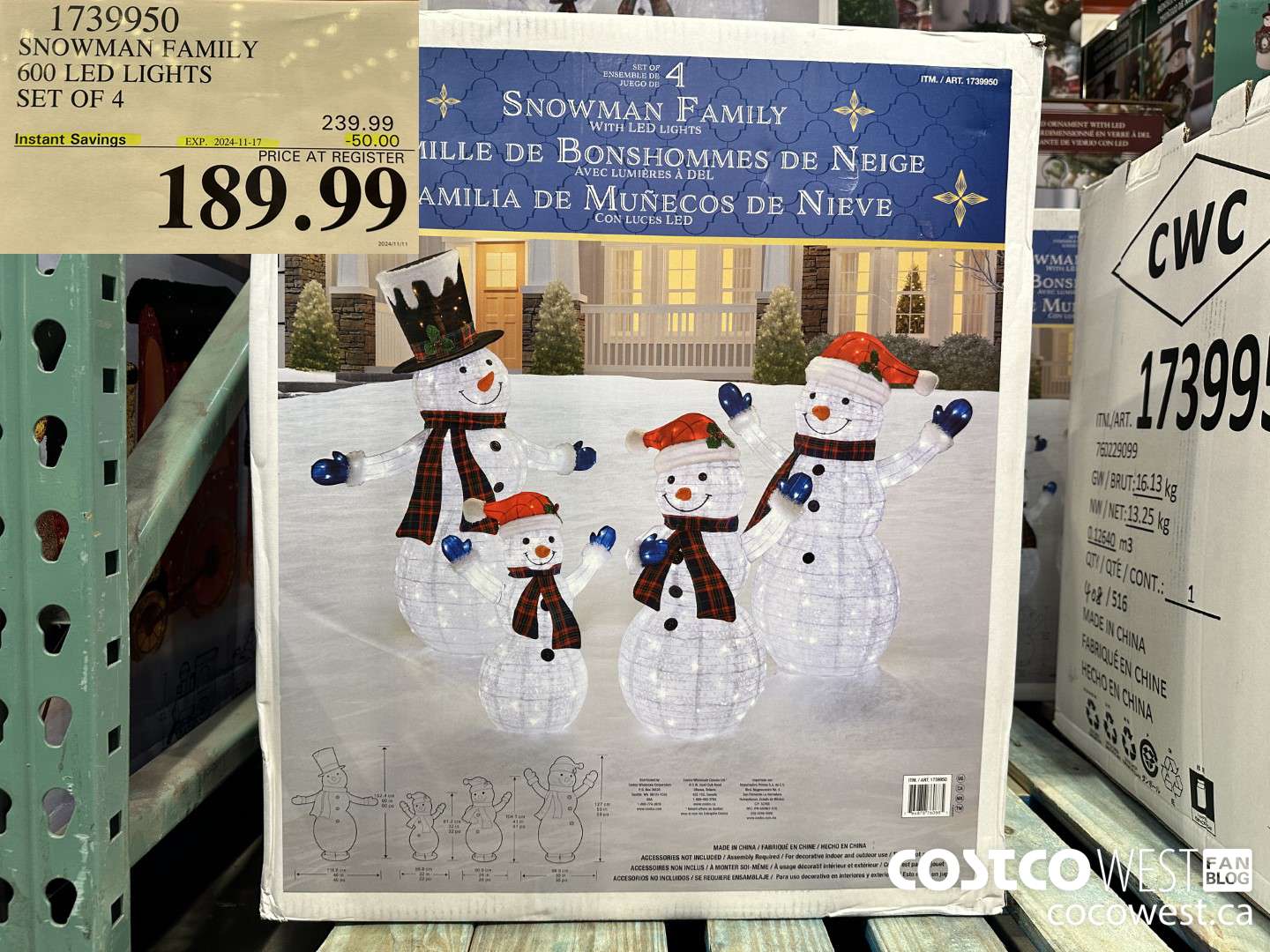 1739950 SNOWMAN FAMILY WITH LED LIGHTS SET OF 4 ($50.00 INSTANT SAVINGS EXPIRES ON 2024-11-17) $189.99
