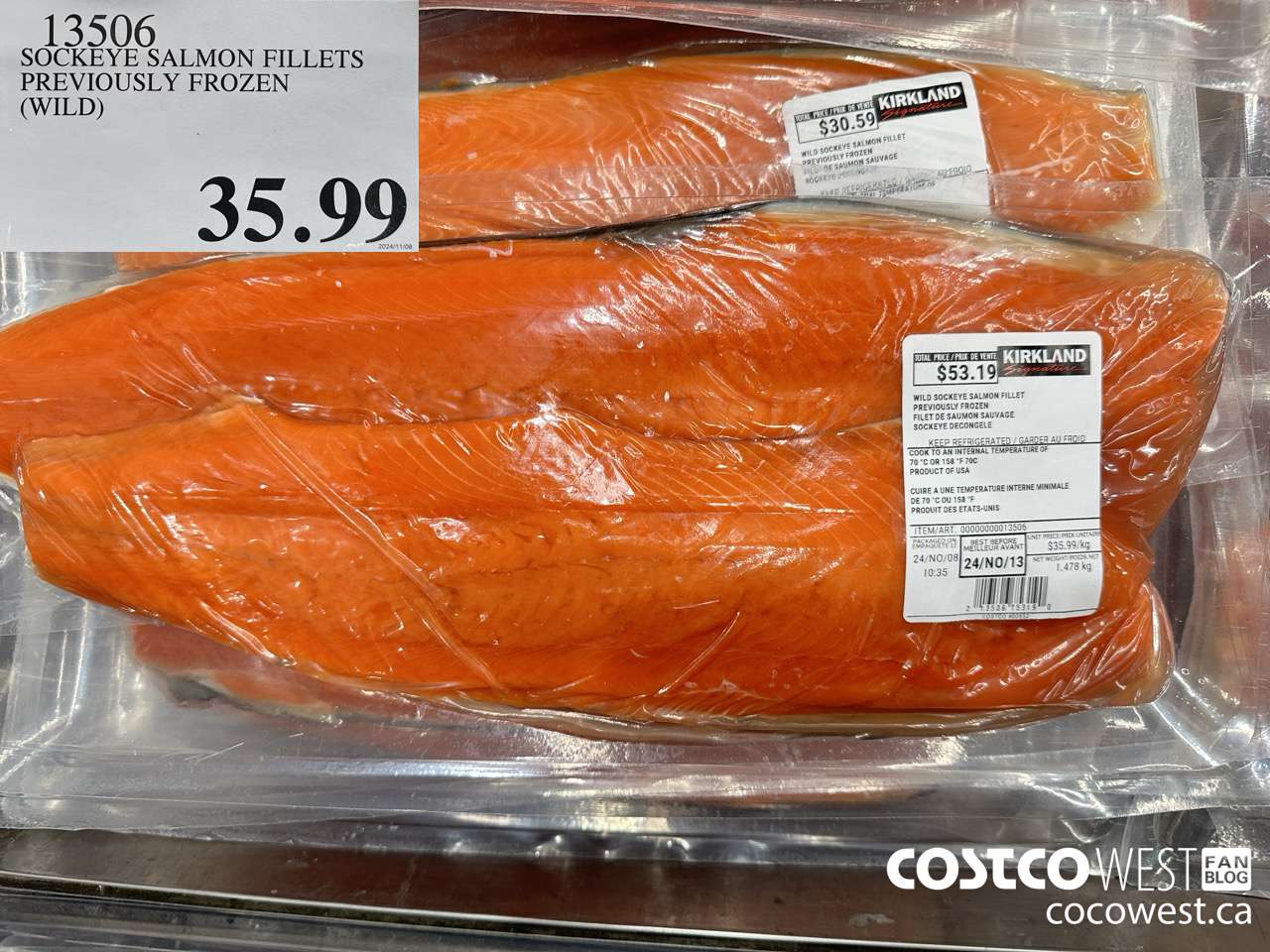 13506 SOCKEYE SALMON FILLETS PREVIOUSLY FROZEN (WILD) $35.99
