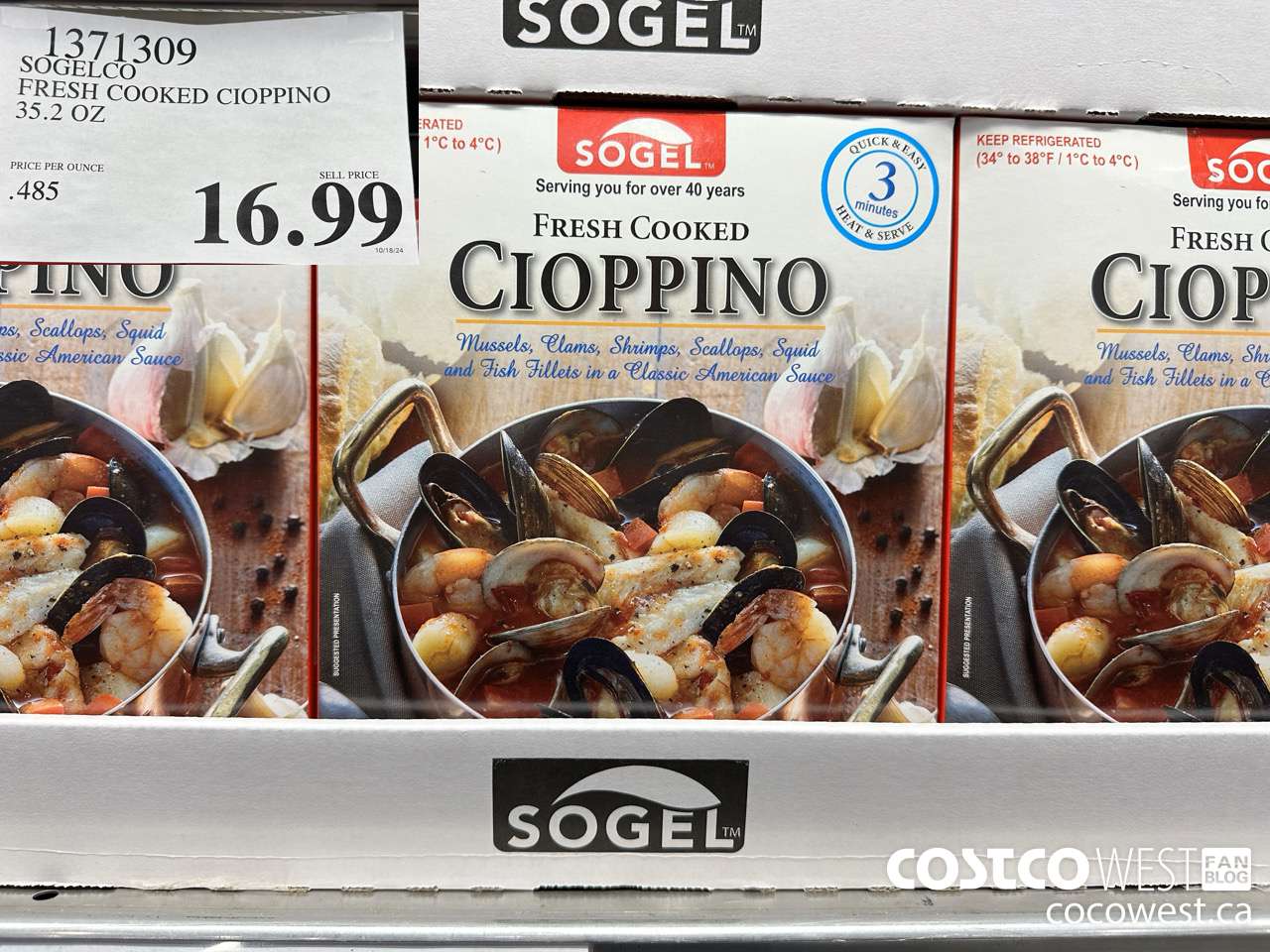 1371309 SOGELCO FRESH COOKED CIOPPINO 35.2 OZ $16.99