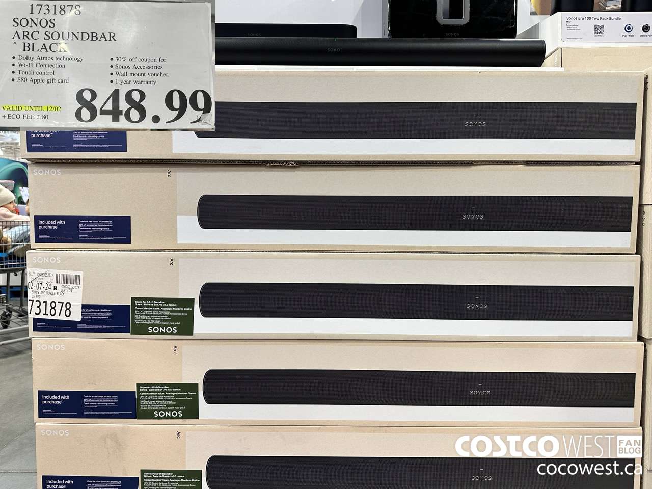 1731878 SONOS ARC SOUNDBAR W/DOLBY ATMOS (EXPIRES ON 2024-12-02) $848.99