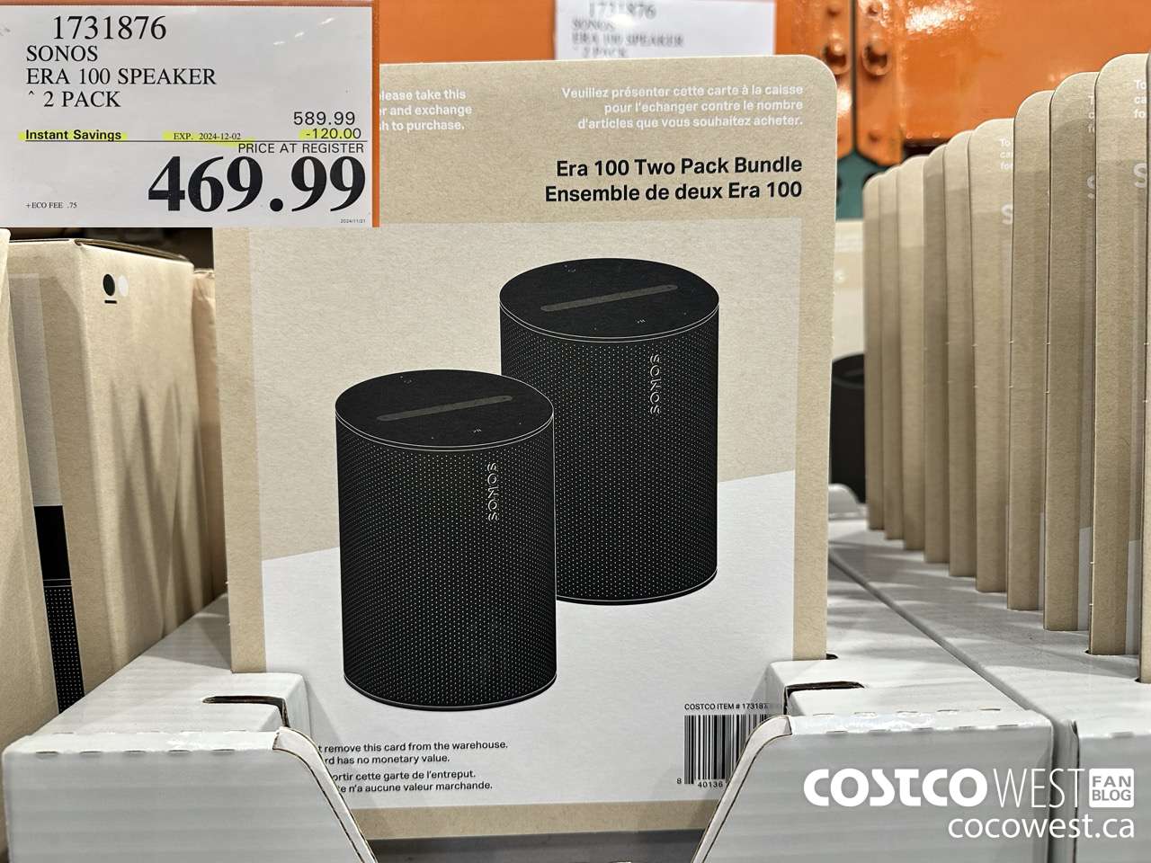 1731876 SONOS ERA 100 SPEAKER 2 PACK ($120.00 INSTANT SAVINGS EXPIRES ON 2024-12-02) $469.99