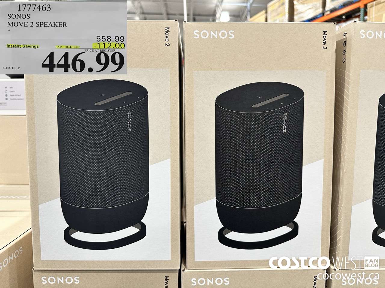1777463 SONOS MOVE 2 SPEAKER ($112.00 INSTANT SAVINGS EXPIRES ON 2024-12-02) $446.99