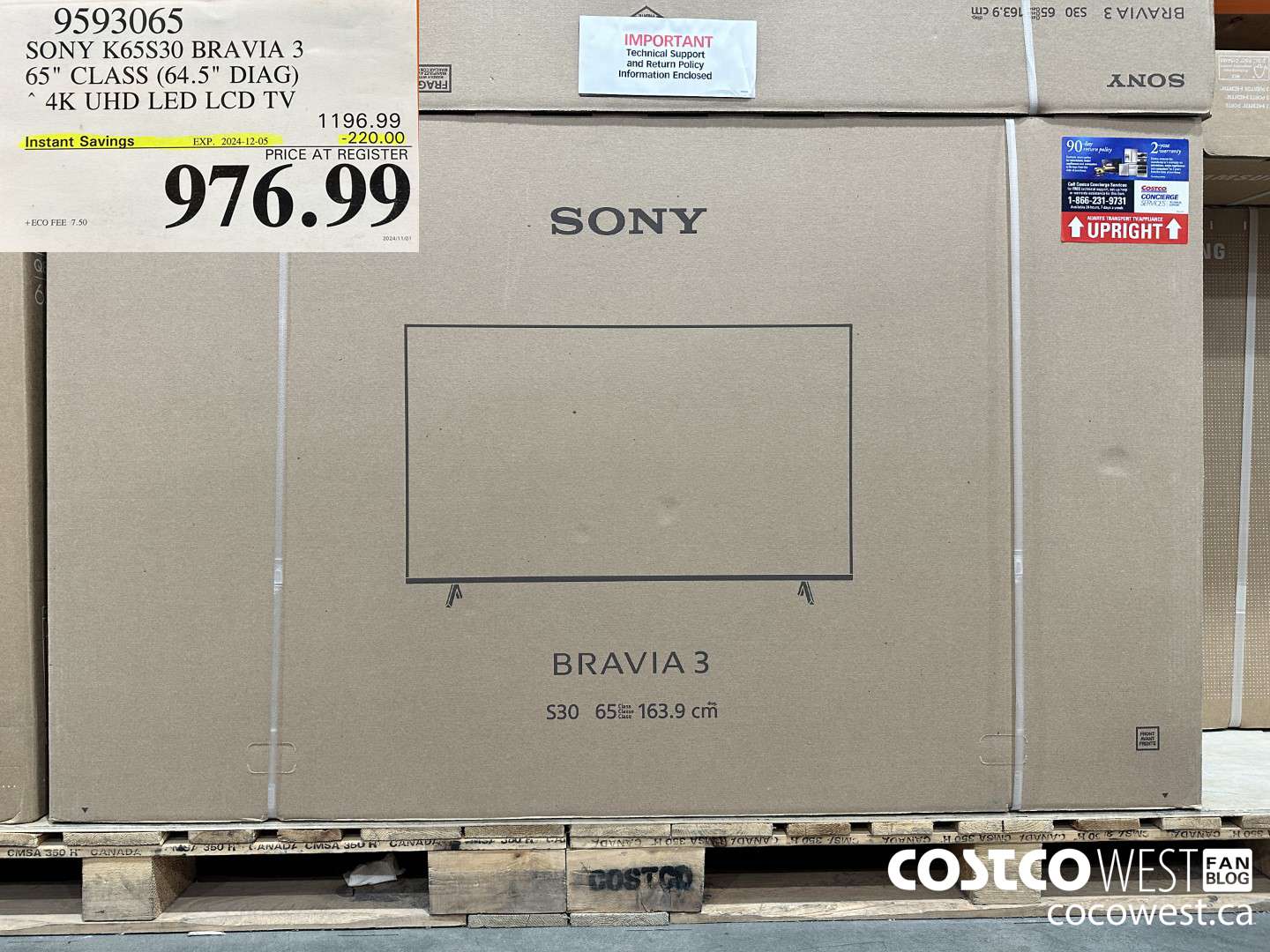 9593065 SONY K65S30 BRAVIA 3 65