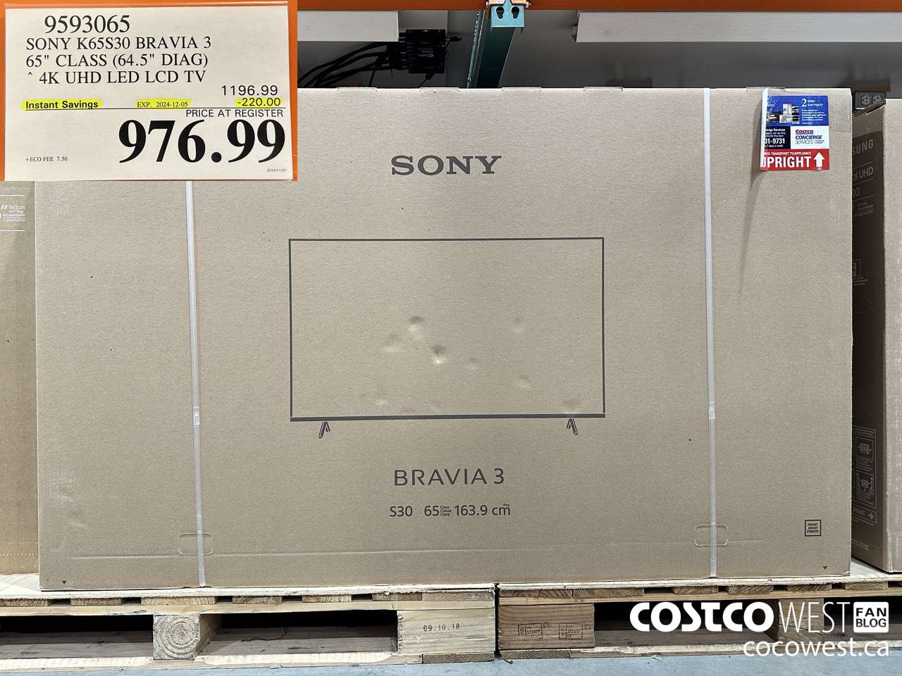 9593065 SONY K65S30 BRAVIA 3 65