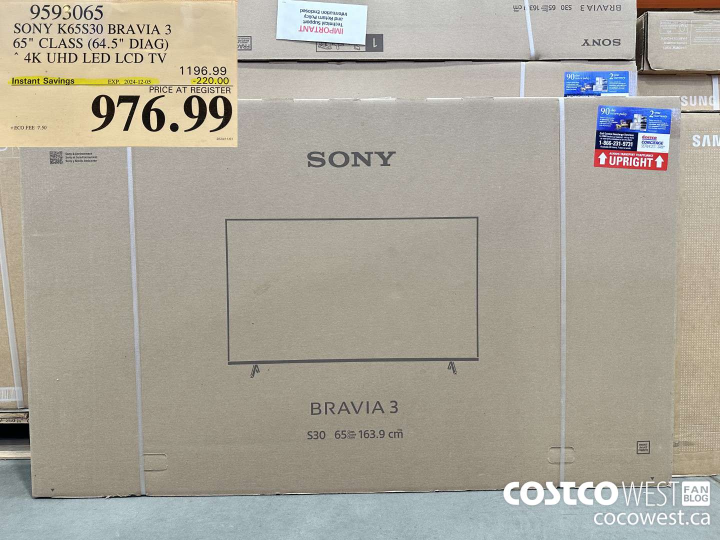 9593065 SONY K65S30 BRAVIA 3 65