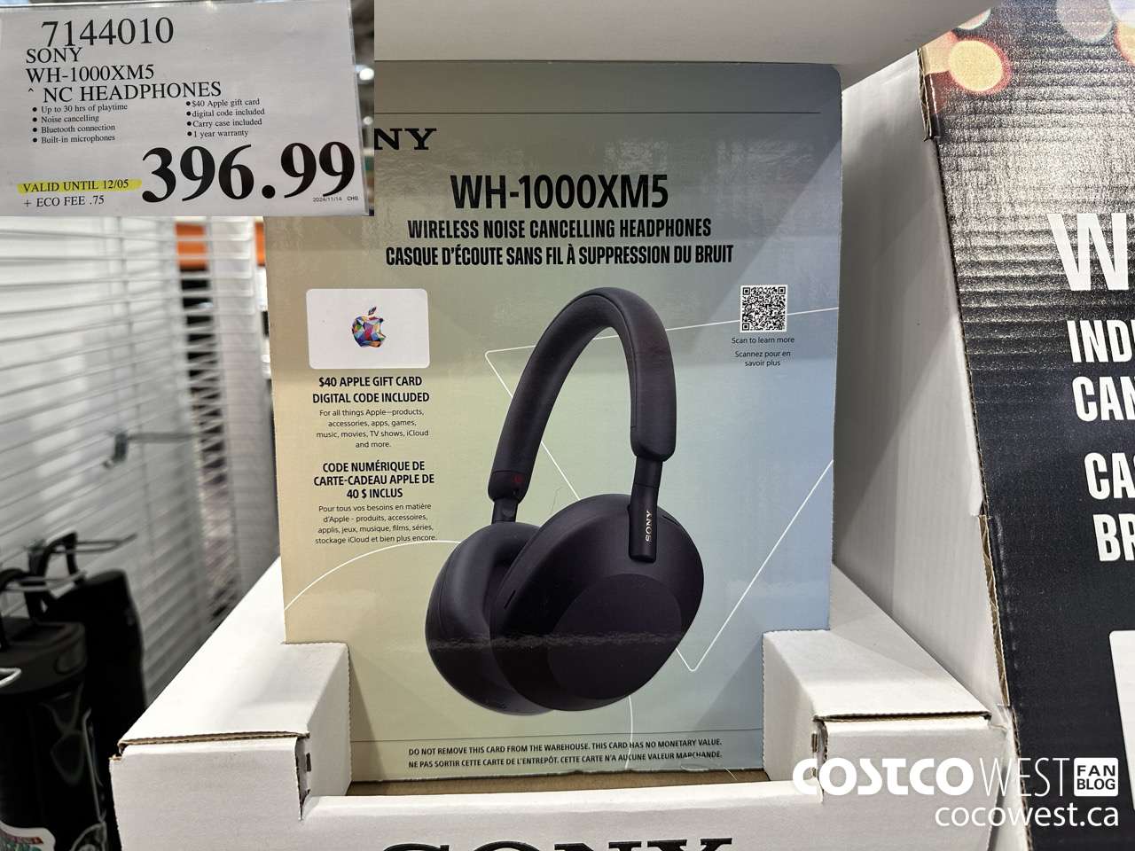 7144010 SONY WH-1000XM5 NC HEADPHONES (EXPIRES ON 2024-12-05) $396.99