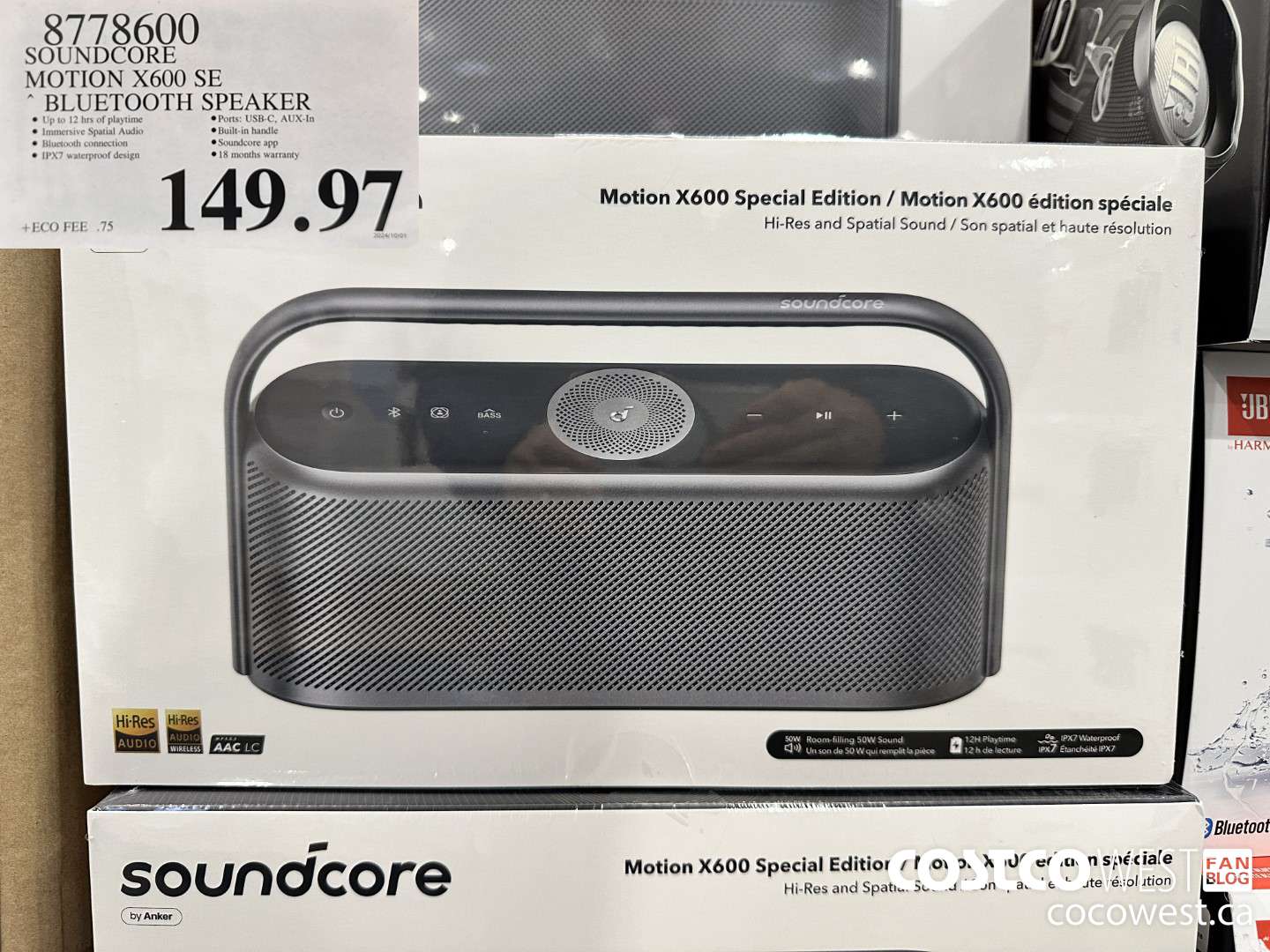 8778600 SOUNDCORE MOTION X600 SE BLUETOOTH SPEAKER $149.97