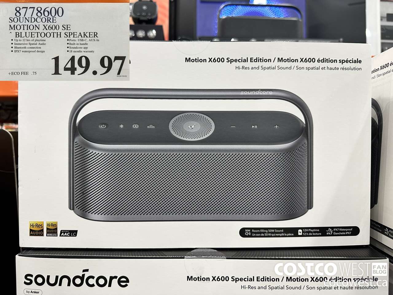 8778600 SOUNDCORE MOTION X600 SE BLUETOOTH SPEAKER $149.97