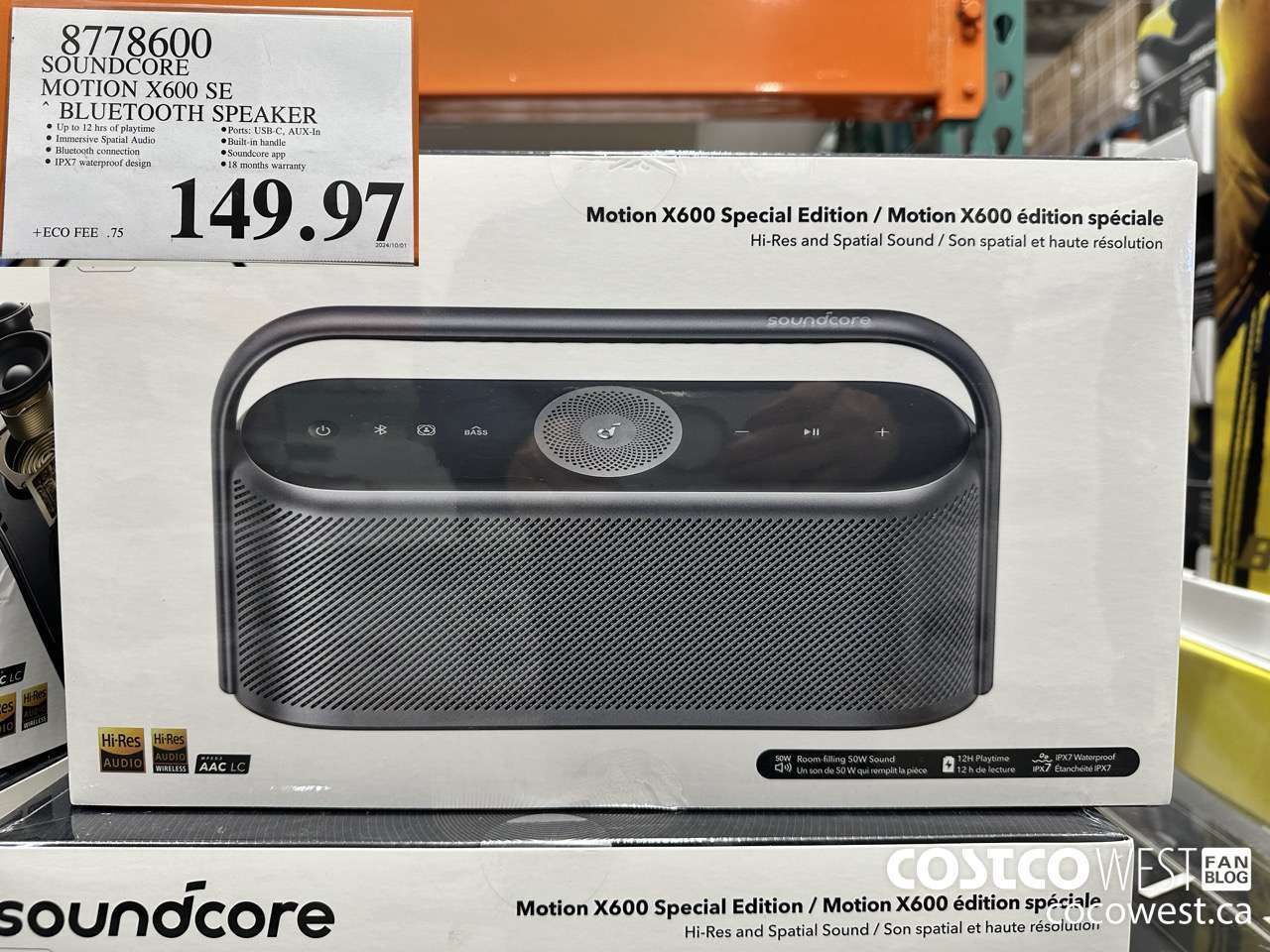 8778600 SOUNDCORE MOTION X600 SE BLUETOOTH SPEAKER $149.97