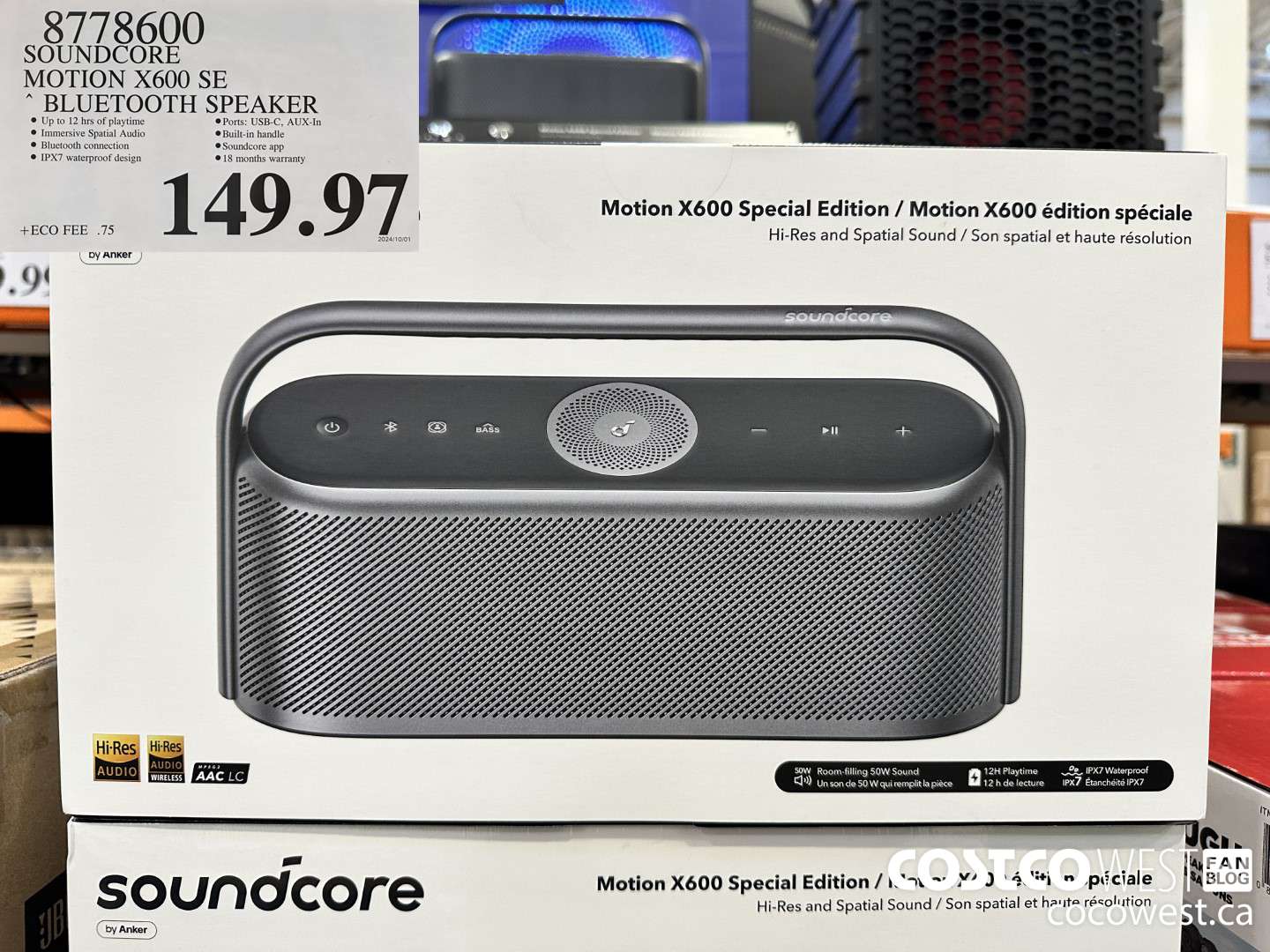 8778600 SOUNDCORE MOTION X600 SE BLUETOOTH SPEAKER $149.97