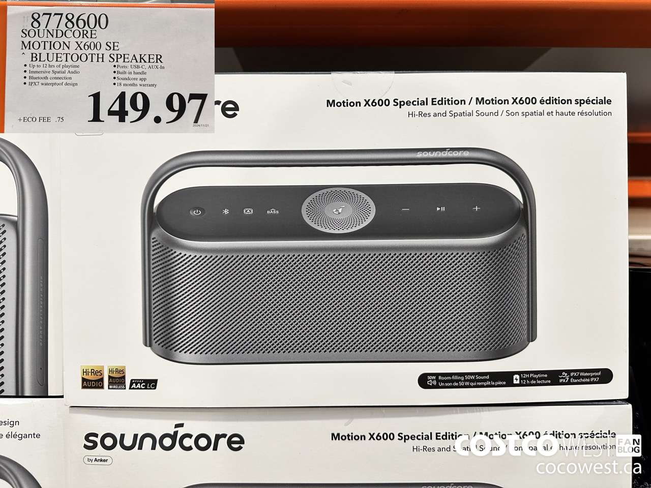 8778600 SOUNDCORE MOTION X600 SE BLUETOOTH SPEAKER $149.97
