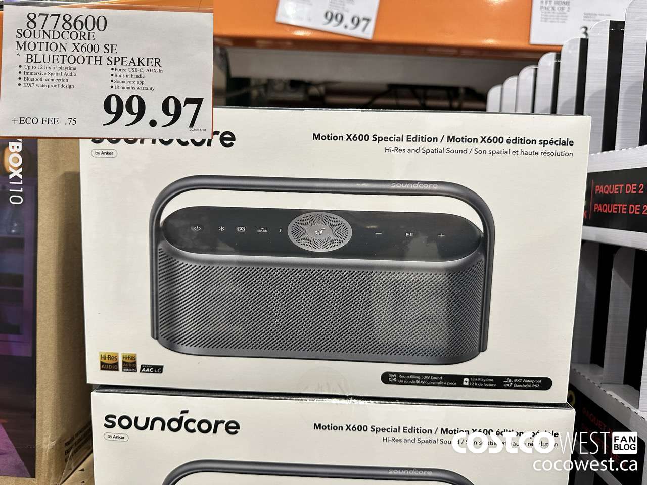 8778600 SOUNDCORE MOTION X600 SE BLUETOOTH SPEAKER $99.97