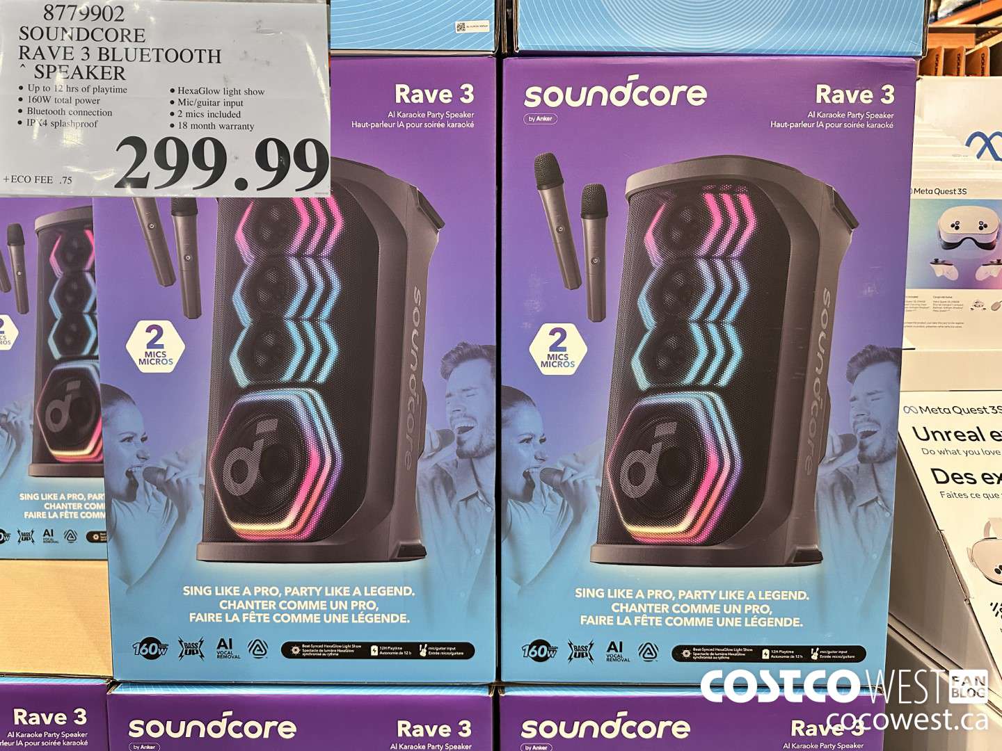 8779902 SOUNDCORE RAVE 3 BLUETOOTH SPEAKER $299.99