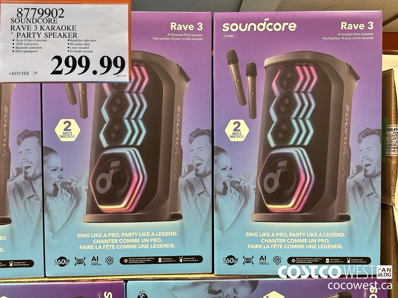 8779902 SOUNDCORE RAVE 3 BLUETOOTH SPEAKER $299.99