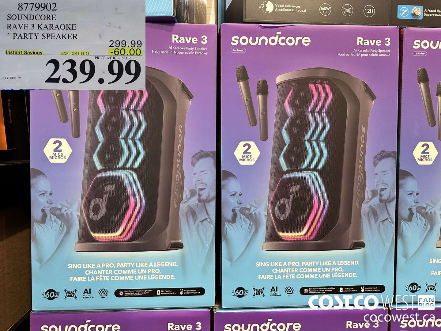 8779902 SOUNDCORE RAVE 3 BLUETOOTH SPEAKER ($60.00 INSTANT SAVINGS EXPIRES ON 2024-11-24) $239.99
