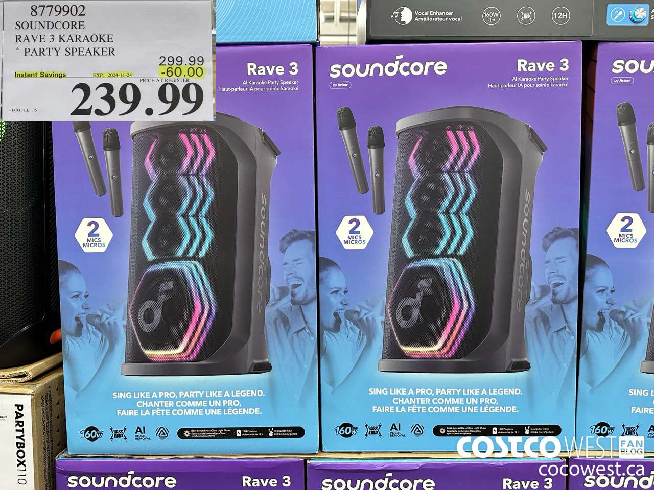 8779902 SOUNDCORE RAVE 3 BLUETOOTH SPEAKER ($60.00 INSTANT SAVINGS EXPIRES ON 2024-11-24) $239.99
