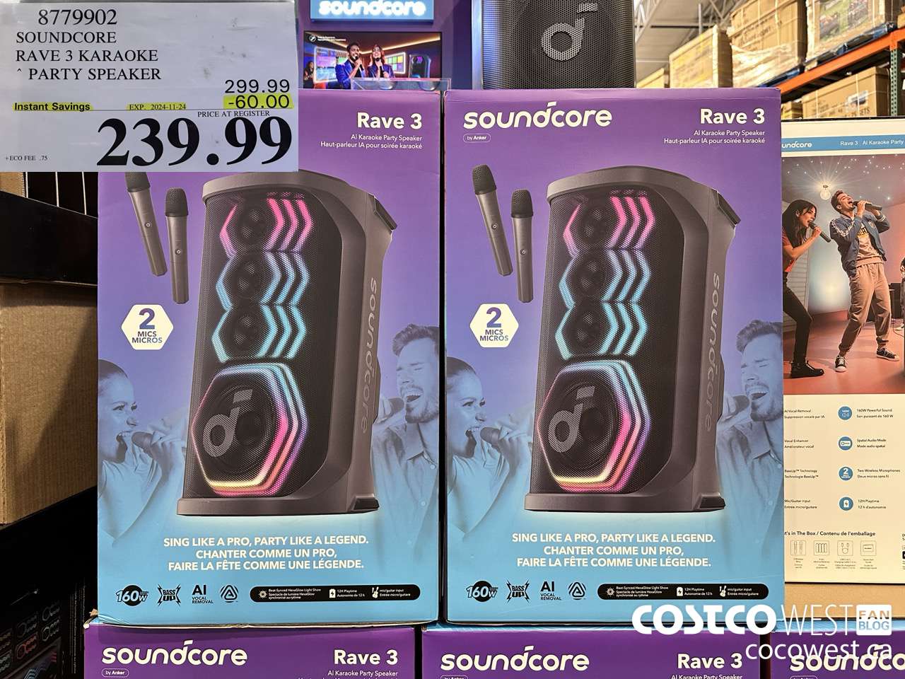 8779902 SOUNDCORE RAVE 3 BLUETOOTH SPEAKER ($60.00 INSTANT SAVINGS EXPIRES ON 2024-11-24) $239.99