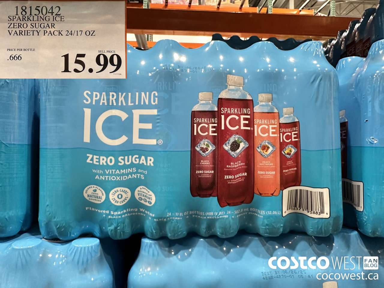 1815042 SPARKLING ICE ZERO SUGAR VARIETY PACK 24/17 OZ $15.99