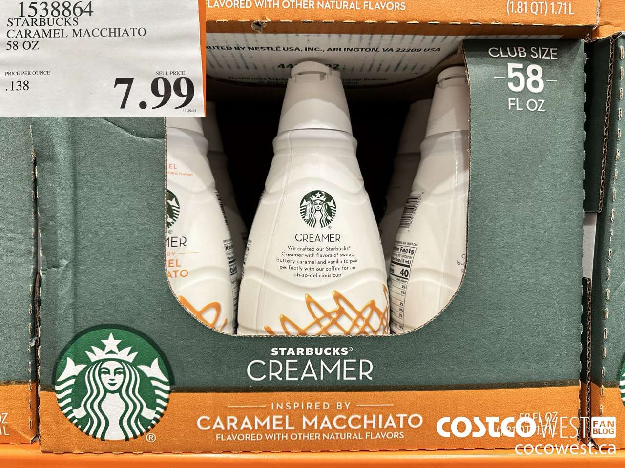 1538864 STARBUCKS CARAMEL MACCHIATO 58 OUNCES $7.99