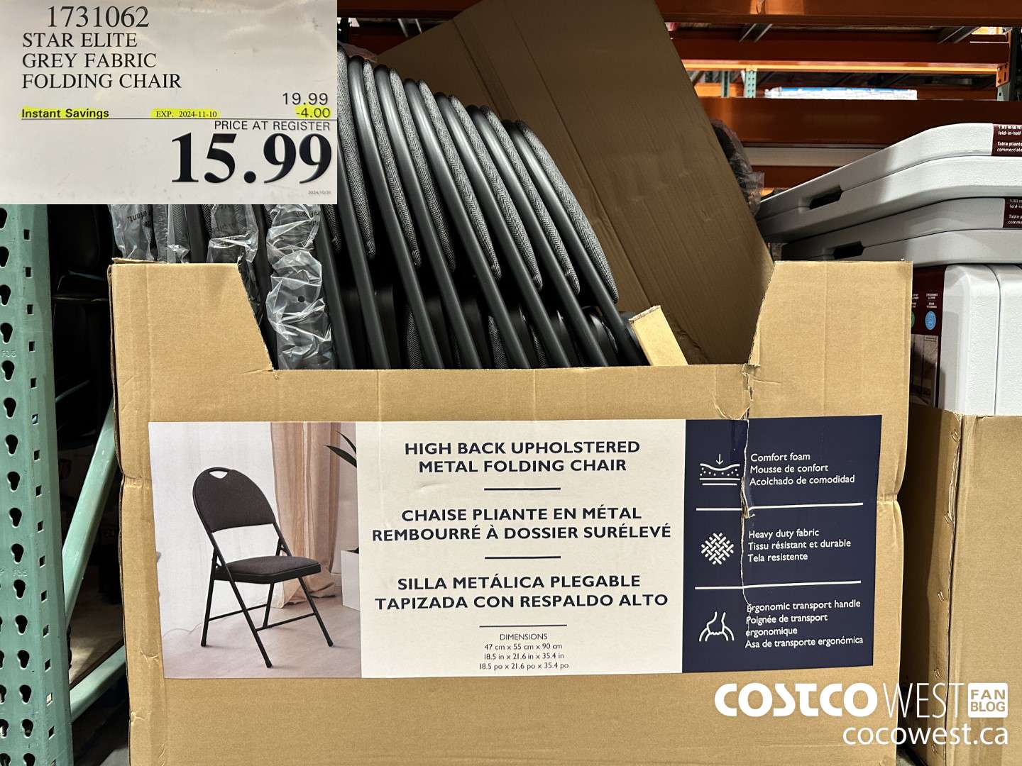 1731062 STAR ELITE GREY FABRIC FOLDING CHAIR ($4.00 INSTANT SAVINGS EXPIRES ON 2024-11-10) $15.99