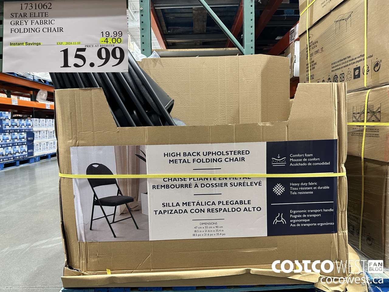 1731062 STAR ELITE GREY FABRIC FOLDING CHAIR ($4.00 INSTANT SAVINGS EXPIRES ON 2024-11-10) $15.99