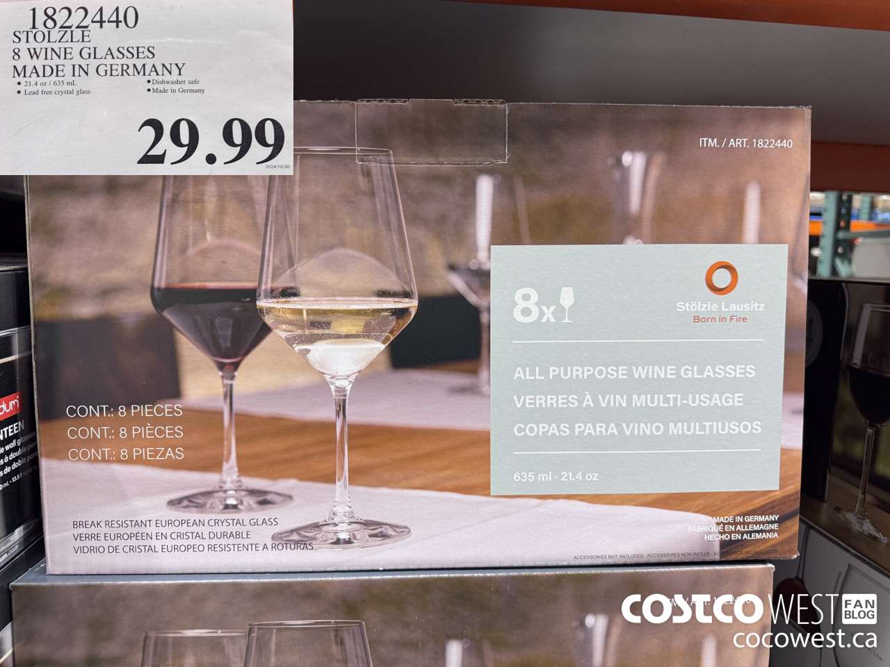 1822440 STOLZLE 8 WINE GLASSES MADE IN GERMANY $29.99