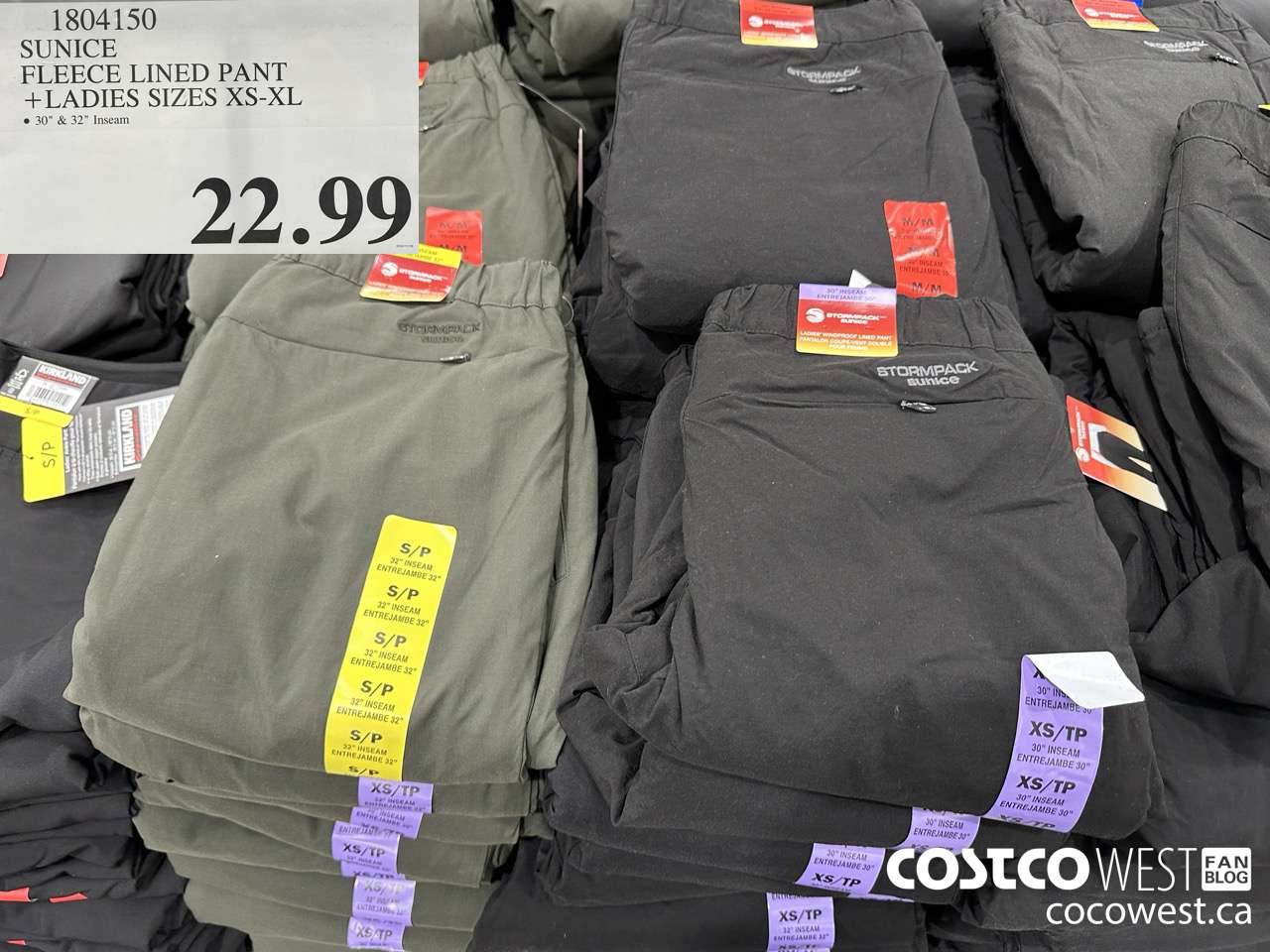 1804150 SUNICE FLEECE LINED PANT LADIES SIZES XS-XL $22.99